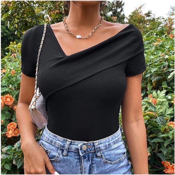 BellanBlue Tops - Black Ribbed Fitted Minimalist Bodysuit